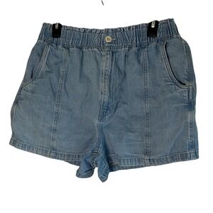 Madewell Distressed Denim High Rise‎ Elastic Waist Shorts Women Size 30